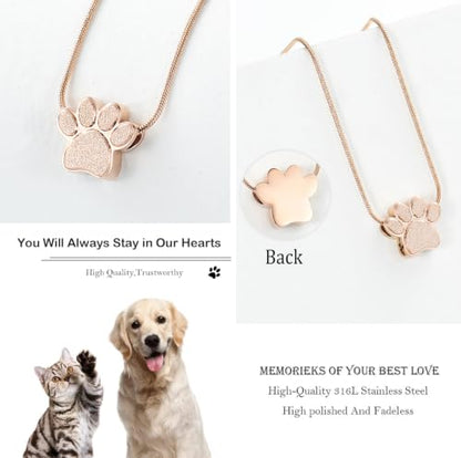 zeqingjw Pet Cremation Jewelry for Ashes Pendant Paw Print Pet Heart Urn Necklace Memorial Keepsake Jewelry for Pet/Dog's/Cat's Ashes - color: Paw-Rose Gold