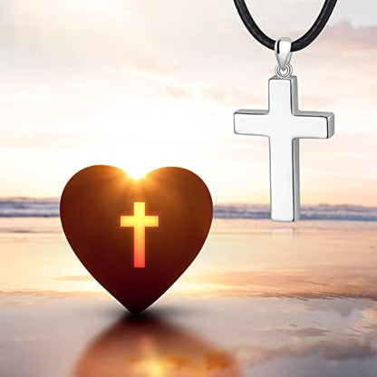 Cross Urn Necklace for ashes 925 Sterling Silver religious Cross Cremation Pendant Jewelry Faith Hope Love Gifts for Men - style: Men cross urn necklace