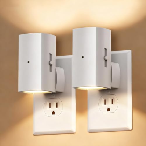 Brightown 2 Pack Black Night Lights with Rotating Plug, Soft White - color: Warm White, size: 2 PACK White