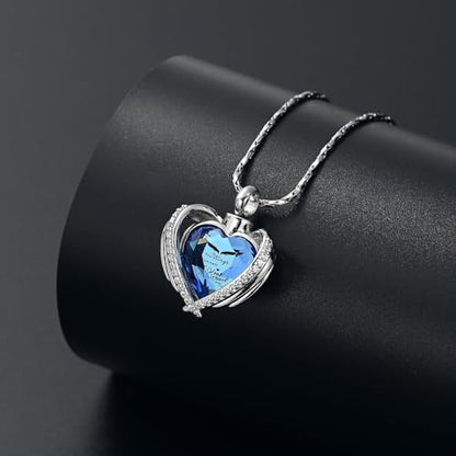 Cremation Jewelry for Ashes Pendant Crystal Heart Urn Necklace Keepsake Urn Memorial Pendant Ash Holder - color: Customize