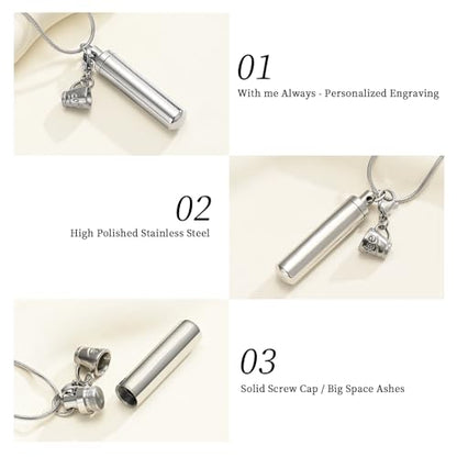 Oinsi Car Charm & Cylinder Urn Necklace for Ashes Stainless Steel Tube Cremation Urn Jewelry Necklace for Ashes Memorial Keepsake Gifts - color: Style-C