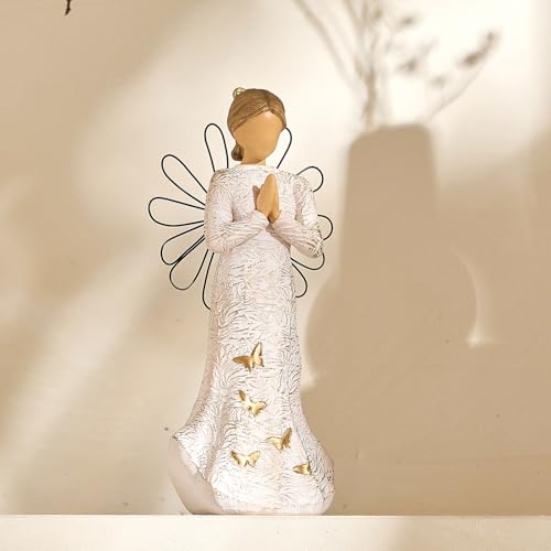 Sympathy Angel Figurines for Loss of Loved Ones Angel Statues | Home Decor Serenity Prayer Gifts for Women Resin Sculpted Hand-Painted Figure Bereavement Gift Praying Hands Statue - style: Sympathy Angle( Standing Style)