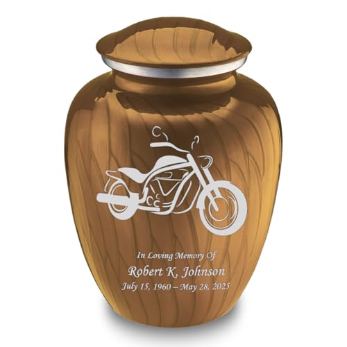 Embrace Motorcycle Urns for Human Ashes, Cremation Urns for Adult Ashes Men & Women, Cremation Urn for Home, 200 cu. in. Custom Single/Double-Sided Engraving (Pearl Gold) - color: Pearl Gold