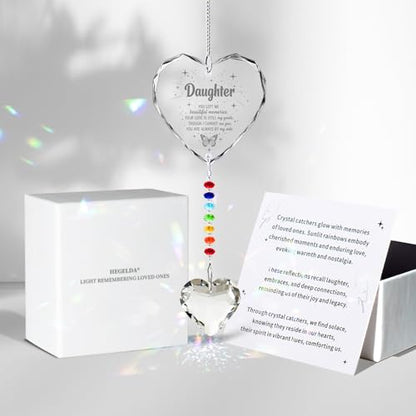 Hegelda Memorial Gifts for Loss of Daughter Crystal Suncatcher Ornaments | Sympathy Bereavement Condolence Gifts for Grieving Mother Father, Daughter in Heaven Remembrance Keepsake for Loss of Child - style: Daughter