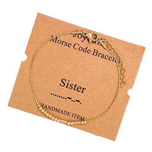 Best Friend Birthday Gifts Morse Code Bracelets For Women Mothers Day Birthday Christmas Gifts For Sister Daughter Grandmother Stainless Steel Jewelry Friendships Inspirational Gifts For Women - style: Gold: Sister