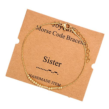 Best Friend Birthday Gifts Morse Code Bracelets For Women Mothers Day Birthday Christmas Gifts For Sister Daughter Grandmother Stainless Steel Jewelry Friendships Inspirational Gifts For Women - style: Gold: Sister