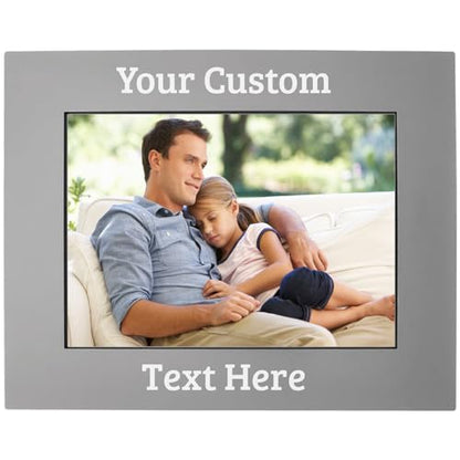 CustomGiftsNow Personalized Add Your Custom Text Engraved Anodized Aluminum Hanging/Tabletop Personalized Group Family Photo Picture Gray Frame (5x7-inch Horizontal) - size: 5x7-inch Horizontal