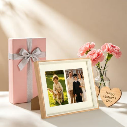 8x10 College Double Photo Frame with Tempered Glass, PS10-WGD6 - color: Wood Grain, size: 8X10 inch