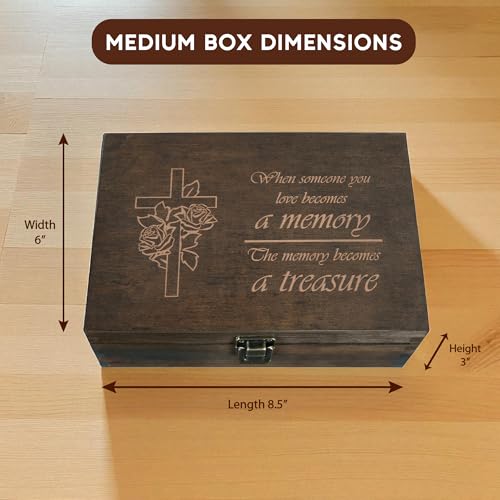 Sympathy Gift for Loss of Loved One, Engraved Memorial Memory Box - size: Medium, style: Memorial
