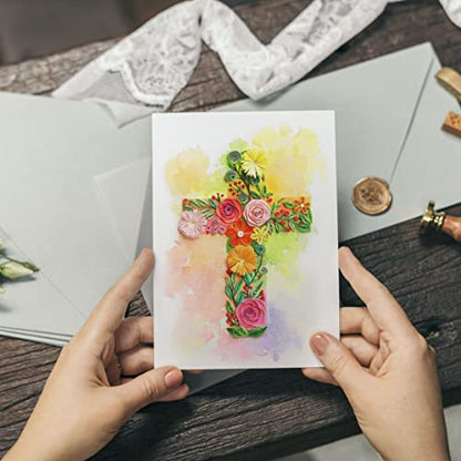 Colorful First Communion Card, Baptism, Sympathy, Thank You, for Girl, Boy, Granddaughter, Grandson (Cross) - color: Cross