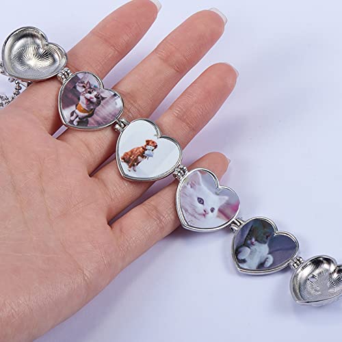 Ornaland Heart Expanding Photo Locket Pendant Necklace for Women Men with Angel Wings, 4 Photo Locket Alloy Neck Decoration for Mother's, Platinum, 24.21 inch(61.5cm)