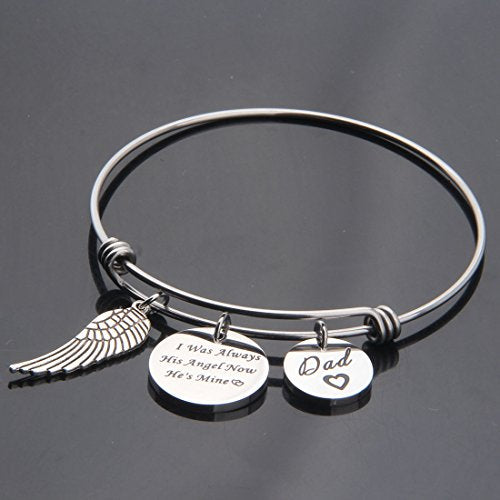 WUSUANED Memorial Jewelry I Used to Be His/Her Angel Bracelet in Memory of Loved One Dad Mom Sympathy Gift - color: In memory of dad bracelet