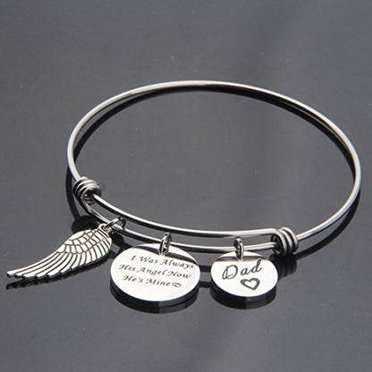 WUSUANED Memorial Jewelry I Used to Be His/Her Angel Bracelet in Memory of Loved One Dad Mom Sympathy Gift - color: In memory of dad bracelet