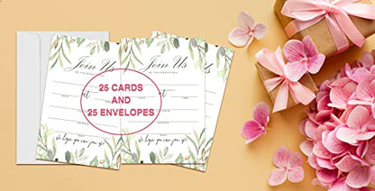 Join Us Invitation Cards With Envelopes - Greenery Invite Cards for All Occasions, Wedding, Engagement, Reception, Bridal or Baby Shower and Birthday Party - 25 Cards and 25 Envelopes - HL-003 YQK - color: Greenery7