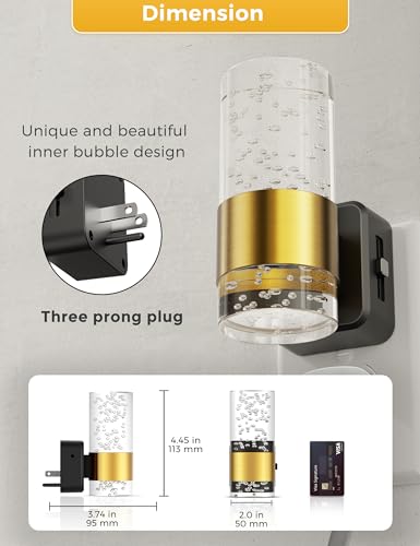 L LOHAS LED Night Lights Plug into wall, Soft Warm Night Light | Adjustable Brightness, Plug in Night Light, Auto Light Sensor, Wall Sconce-Style Design Nitelight, Bathroom, Hallway, 1 Pack - color: Gold Ring-3000K, size: 1 Pack