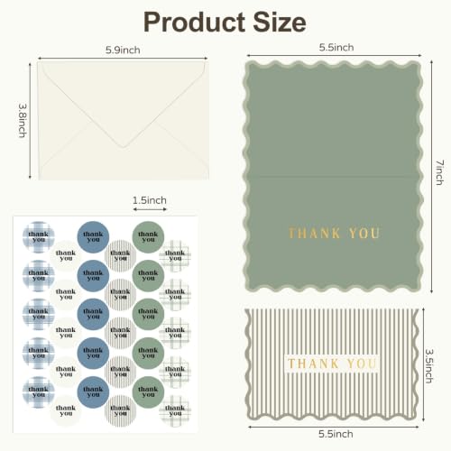 Thank You Cards Set of 30 With Envelopes and Stickers - Elegant Blank Cards | Personalized Notes - Bulk Stationary Set For All Occasions incl. Wedding, Baby Shower, Busines, Coworker Teacher Appreciation