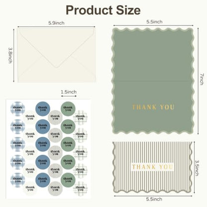 Thank You Cards Set of 30 With Envelopes and Stickers - Elegant Blank Cards | Personalized Notes - Bulk Stationary Set For All Occasions incl. Wedding, Baby Shower, Busines, Coworker Teacher Appreciation
