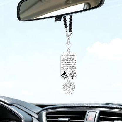Memorial Car Charm Sympathy Gifts for Loss of Mom Dad Sister Brother Rear View Mirror Hanging Accessories Memorial Ornament for Loss of Family Friends Car Mirror Charm Hanging Pendant
