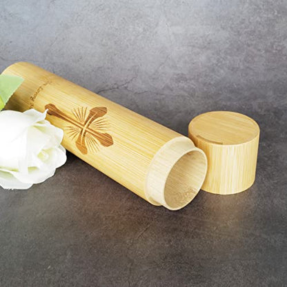 2 Pack Small Biodegradable Bamboo Scattering Tubes Urn for Human Ash - color: Cross, size: Small (Set of 2)