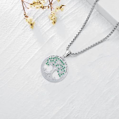 Sterling Silver Tree of Life Necklace for Women Oval Family Tree Necklace Abalone Shell Moonstone Pendant Mother Day Necklace for Mom Tree of Life Jewelry - style: Tree of Life-CZ