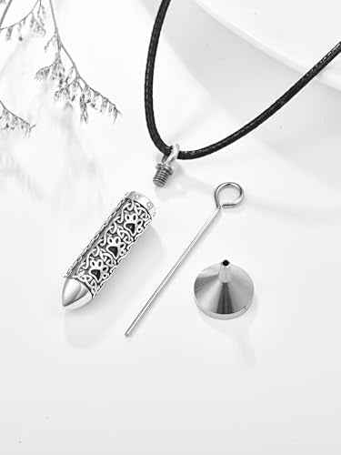 Dreamboat Pet Cremation Urn Necklaces for Dog Cat Ashes 925 Sterling Silver Paw Print Keepsake Pendant Memorial Jewelry Gifts for Women Men - style: 01C- Vial