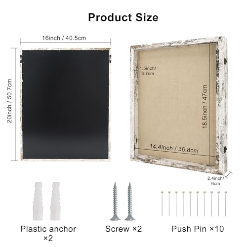 Large Shadow Box Frame 16x20 Display Case, White Wedding Bouquet Memory Box - color: Rustic White, size: 16"x20" (40.6x50.8 cm)