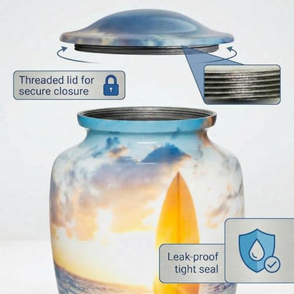 Surfing Painted Cremation Urns for Men and Women Human Ashes - Adult Large Urn - size: Large