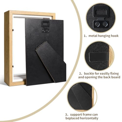 5x7 Wood Color Shadow Box Frame Display Case | With Real Glass for Memorabilia,Wedding Memories,Pins,Awards,Crafts,Tickets and Photos