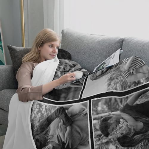 XINLING Custom Memorial Blanket with Pictures for Loss of Loved One Personalized Photo Blanket Customized Sympathy Gifts in Memory of Mom Dad Grandma Grandpa - color: 4 Photos