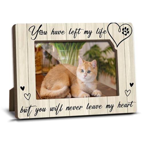 Cat Memorial Photo Frames Dog and Cat Loss Remembrance Gift for Pet Owner Sympathy Keepsake for Pet Lovers You Have Left My Life But You Will Never Leave My Heart Picture Frames 4x6 Photo - YY023 - color: white cat and dog06
