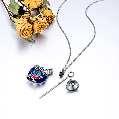 PELOVNY Urn Necklace for Ashes 925 Sterling Silver Butterfly Dragonfly Bee Phoenix Hummingbird Urn Necklaces Animal Crystal Cremation Jewelry for Ashes Cat Dog Pet Memorial Gifts - color: 06-Cardinal Urn