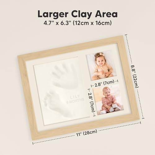 Baby Hand and Footprint Kit,Quick Dry Clay Baby Footprint Kit (Ash Wood) | Pets Paw Kit, Newborn Keepsake Picture Frame for Boys, Girls, Personalized New Mom Gifts for Shower & Registry, Grandparents - color: Ash Wood
