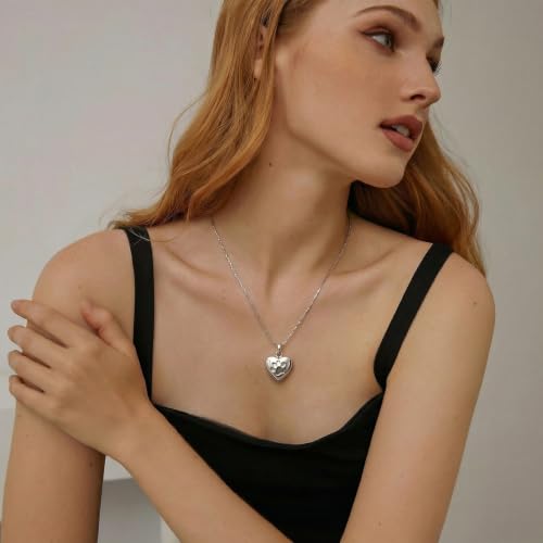 Paw Print Heart Urn Necklace for Pet Ashes Cremation Jewelry Memorial Keepsake Pendant for Dog/Cat Stainless Steel Ash Holder Necklace - color: Silver-Always In My Heart