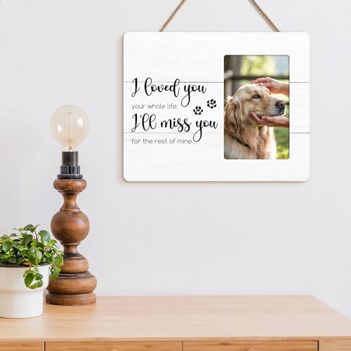 Pet Memorial Picture Frame Gifts for Loss of Dog, Dog Passed Away Gift, I Loved You Your Whole Life Gift Wooden Picture Frames, 4x6 inch Photo - color: Purple