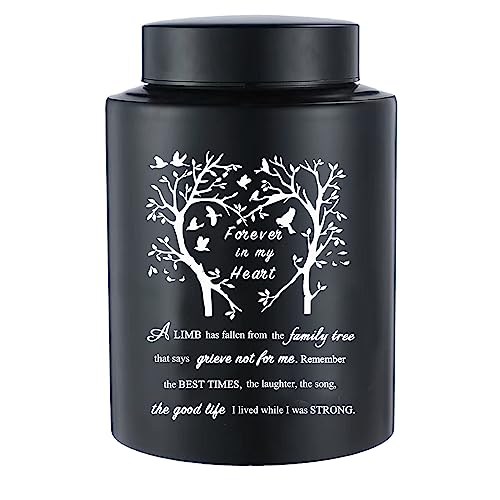 6 Inches Small Urn for Human Ashes Stainless Steel Mini Cremation Urn Small Keepsake Urn Memorial Ashes Container-Black - size: Heart Tree-Black