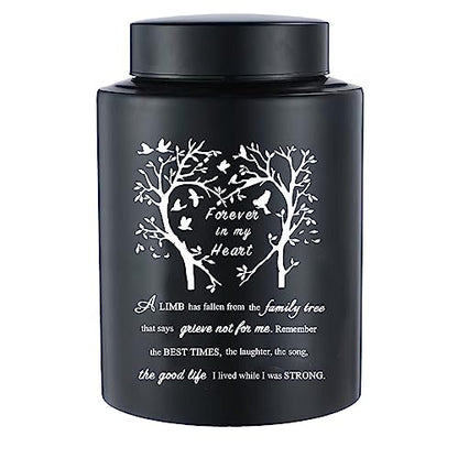6 Inches Small Urn for Human Ashes Stainless Steel Mini Cremation Urn Small Keepsake Urn Memorial Ashes Container-Black - size: Heart Tree-Black