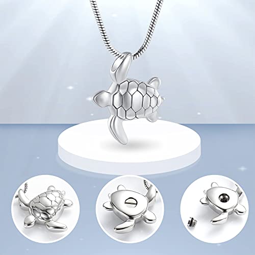 Imrsanl Sea Turtle Cremation Jewelry for Ashes Urn Necklace of Loved One - color: Silver