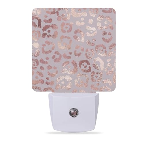 Night Lights Plug into Wall Rose Gold Leopard Night Lights Dusk to Dawn Sensor Led Lamp for Women Men,Led Lights for Stairway/Hallway/Bedroom,0.5W - color: Rose Gold Leopard