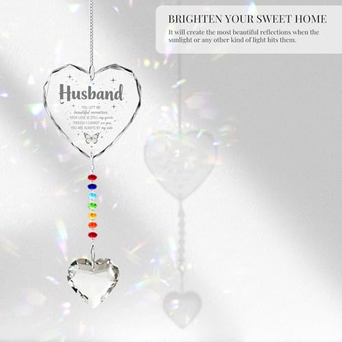 Hegelda Memorial Gifts for Loss of Husband Crystal Suncatcher Ornament | Sympathy Gifts for Loss of Husband, Bereavement Funeral Condolence Gifts for Grieving Husband - style: HUSBAND
