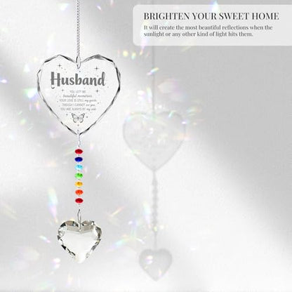 Hegelda Memorial Gifts for Loss of Husband Crystal Suncatcher Ornament | Sympathy Gifts for Loss of Husband, Bereavement Funeral Condolence Gifts for Grieving Husband - style: HUSBAND