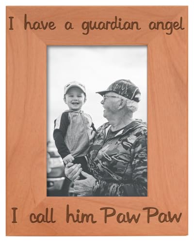 ThisWear Bereavement Paw Paw Have Guardian Angel Wood Frame - Portrait 4x6 | Sentimental Photo Frame, Laser Engraved, Holds 4x6 Photo, Remembrance Gifts for Paw Paw - size: 4x6 Photo - Portrait