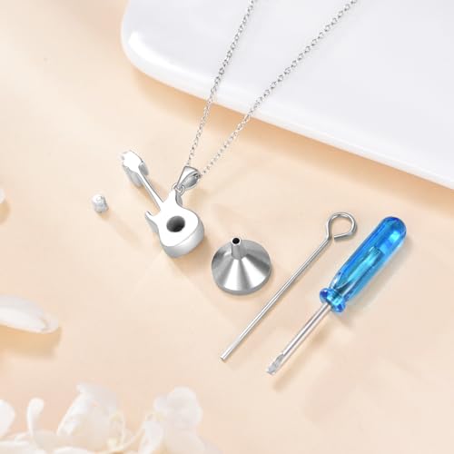 POPLYKE Sterling Silver Guitar/Violin Necklace for Women Music Instrument Pendant Jewelry Gift for Musicians and Music Lovers - color: Guitar Urn, style: Guitar Urn