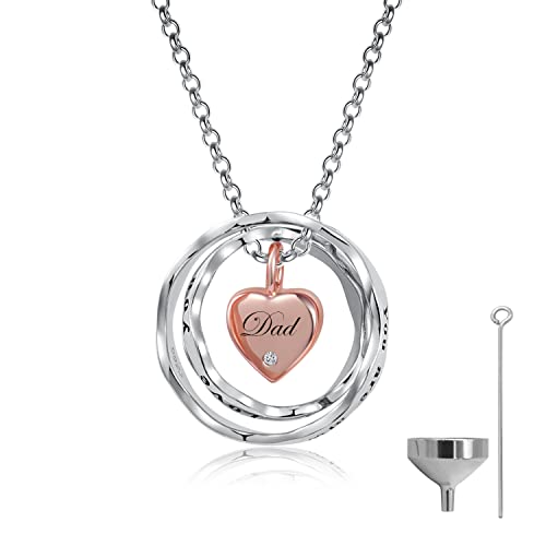 Sterling Silver Cremation Jewelry for Ashes Pendant Eternity Urn Necklace Keepsake Memorial Gifts You Are Always In My Heart I Love You Forever - color: Rose, style: Dad