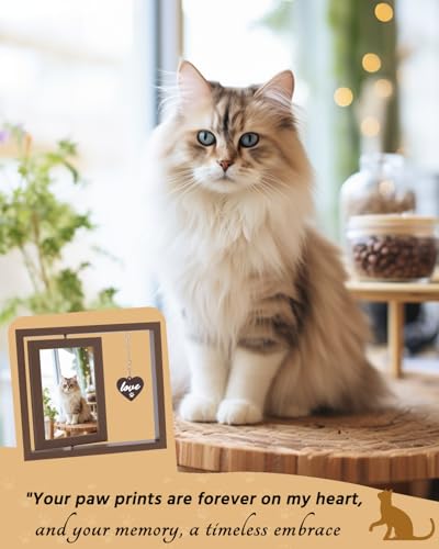 Double Sided Rotating Wooden Picture Frame, Dog Memorial Gifts - color: Brown 8x9in memorial frame