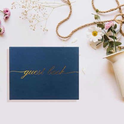 Elegant Wedding Guest Book - Perfect for Wedding Receptions, Baby Showers, Birthdays and Special Events - Polaroid Guest Book with 110 Lined Pages for Sign-In and Photos -Hardcover (Midnight Blue) - color: Midnight Blue