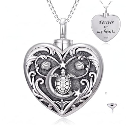 WINNICACA Cremation Jewelry for Ashes Locket Ashes Necklace Urn Necklace for Women Sterling Silver Cremation Necklace for Ashes Fine Keepsake Picture Necklace Memorial Jewelry - style: D06-Turtle Urn Necklace
