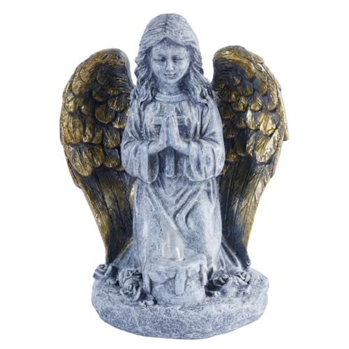 Angel Statue Garden Statues Memorial Gifts Praying Guardian Angel Figurine with Gold Wings Distressed Resin Outdoor Decor for Cemetery Yard Garden Remembrance - color: Sleep