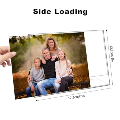 6 Pack 7"x 5" Clear Acrylic Self Standing Picture Frames，Photo Frame Stand Perfect for Showcasing Memories Tabletop Display for Home or Office Décor，Horizontal