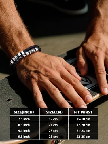 Bestyle Genuine Men Leather Bracelets Fashion Stainless Steel Celtic Beaded Wristband for Men, Size 7.5/8.3/9.1/9.8Inch Men Bracelet, Message Card Offered - style: 0. Viking Celtic Charm-Stainless Steel
