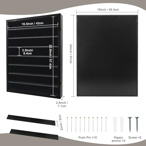18x24 Wooden Shadow Box Frame with Removable Shelves Deep Display Case for Military Medals Keepsakes Black - color: Black, size: 18x24